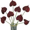 Burgundy Anthurium Artificial Flowers 8PCS 24" Tropical Flowers Real Touch Faux Anthurium with Long Stems for Vase Wedding Bouquets Table Centerpieces Party Home Decor (Burgundy)