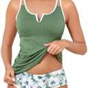Summer Mae Tankini Swimsuits for Women Bathing Suits Two Piece Ruched Tummy Control Round Neck with V-Wire Swim Suits, Size: 12