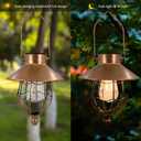 Solar Hanging Lantern Outdoor Waterproof, Copper Metal Lanterns Warm White Solar Hanging Lights Edison Bulb Design for Garden Yard Patio Proch Tree Decor(1 Pack Copper1)