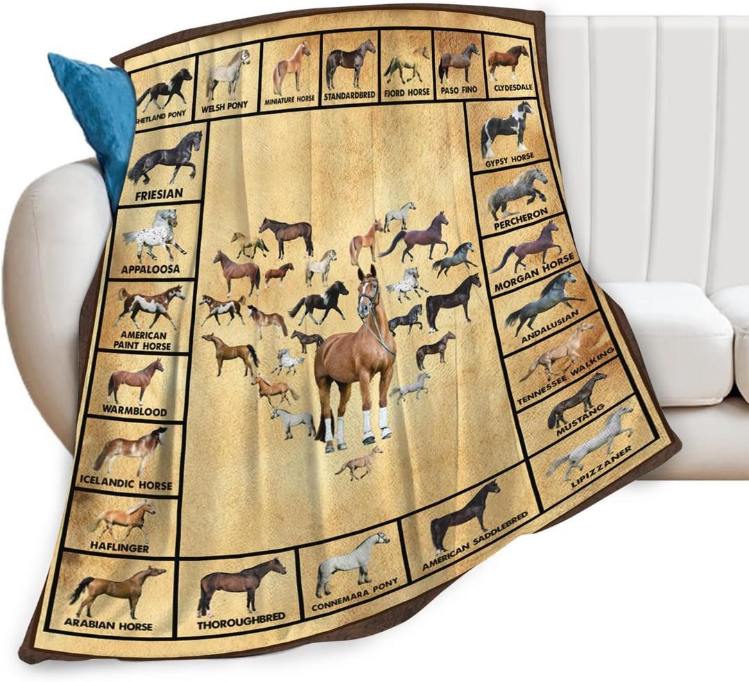 Tijuboni Horses Throw Blanket Horse Gifts for Girls Boys Women Men Kids Adults Soft Flannel Fleece Blanket for Couch Sofa Bed Home Decor 40"x50"