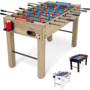 GoSports 48 Inch Game Room Size Foosball Table - Black, Oak, or White - Includes 4 Balls and 2 Cup Holders