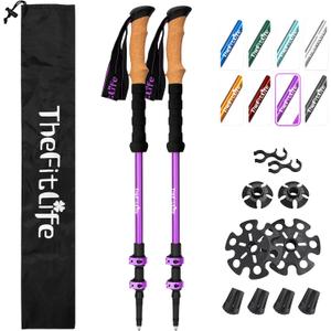 TheFitLife Trekking Poles - Lightweight 7075 Aluminum Hiking Sticks with Cork Grips, Adjustable Telescopic Design, Metal Flip Lock for Men & Women - Perfect for Hiking, Walking, Camping & Backpacking, 
Extended Length	53.1 inches
