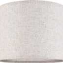 GO&SO Natural Linen Medium Drum Lamp Shades 13" Top x 13" Bottom x 10" High (Spider) Modern Beige Gray Lampshade for Table Lamps Bedside Lamps -Assembly Required - By GO&SO