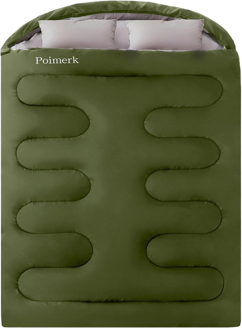Double Sleeping Bags for Adults Camping with 2 Pillows Queen Size