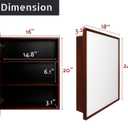 Wood Framed Medicine Cabinet Organizer with Mirror, Surface Mounting or in-wall Installation (Brown, 18x24)