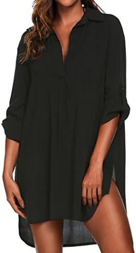 Ekouaer Beach Cover Ups for Women Bikini Swimsuit Coverup Beach Dress Shirt Size L