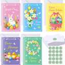 Motiskyy 50 Pack Spring Cards with Envelopes and Stickers, 4x6 inch Spring Bunny Egg Floral Greeting Cards Bulk, 5 Assorted Designs Blank Notecards for Classroom Exchange, Springs Wishes
