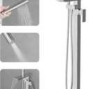 RUMOSE Polished Chrome Bathtub Filler Freestanding Tub Filler Floor Mount Tub Faucet Waterfall Bathtub Faucet with CUPC Certified High Flow Brass Bath Shower Faucets with Handheld Sprayer