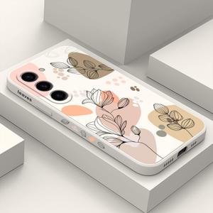 Phone Case for Samsung Galaxy S23 Morandi White | Flowers, Butterfly, Anti Slip, Shockproof, Flexibility, Soft, Silicone, Protector