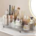 Rotating Large Capacity Cosmetic Display Case,Bathroom Counter Organizer Countertop Storage,Cosmetics Skincare Shelf Organizer (Clear)