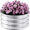 Round Galvanized Raised Garden Bed Kit, 2 x 2 x 1ft Arian Silver Galvanized Garden Boxes, Outdoor for Vegetables