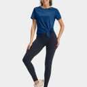 TBMPOY Women's Short Sleeve Workout Tops T-Shirts Breathable Quick Dry UPF 30+ Athletic Exercise Tee Shirts with Side Slits (Blue, L)