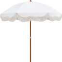 AMMSUN Upgraded Boho Fringe Umbrella, 6.5ft Canvas Umbrella