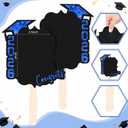 24 Pcs Personalized Graduation Fans Custom Photo Cutout Face Fans with Handle Double Sided Class of 2026 Grad Photo Props Grad Party Supplies Blank DIY Frame for Graduation Party Souvenirs(Blue)