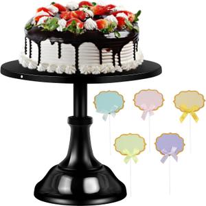 Black Cake Stand 10 inch Round - Cupcake stand - Metal Cake Holder Stand For Wedding Reception Birthday Party Graduation and Other Events