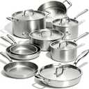 Umite Chef Stainless Steel Cookware Set, 5 Ply 14 Piece Stainless Steel Pot and Pan Set-Induction, Heavy Chef Quality, Oven Safe | Professional Kitchen Cooking Appliances, PFOA, PTFE & PFOS Free