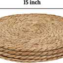 15 inch Round Woven Placemats Set of 4, Boho Rattan Natural Hand-Woven Water Hyacinth Placemats, Chargers for Dinner Plates, Farmhouse Weave Place Mats, Rustic Wicker Table Mats Decor for Home,Wedding