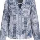 Guess Women's Eco Bertha Long Sleeve Girly Top (Indigo Toile De Jouy) XS