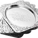 4-Pack Small Silver Serving Trays Set - ZENOVLUX Oval Vintage Engraved Mirror Decorative Tray, 11.4" x 7" Party Platters for Easter, Food, Appetizer, Charcuterie, Cookies, Desserts