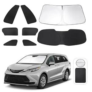 TINGLU Window Shades for Toyota Sienna 2021-2025 2026 Accessorie Car Side Full Windows Rear Triangular Windshield Sun Shade Sun UV Rays & Privacy Protection for Camping,Napping,and Relaxing 8PCS