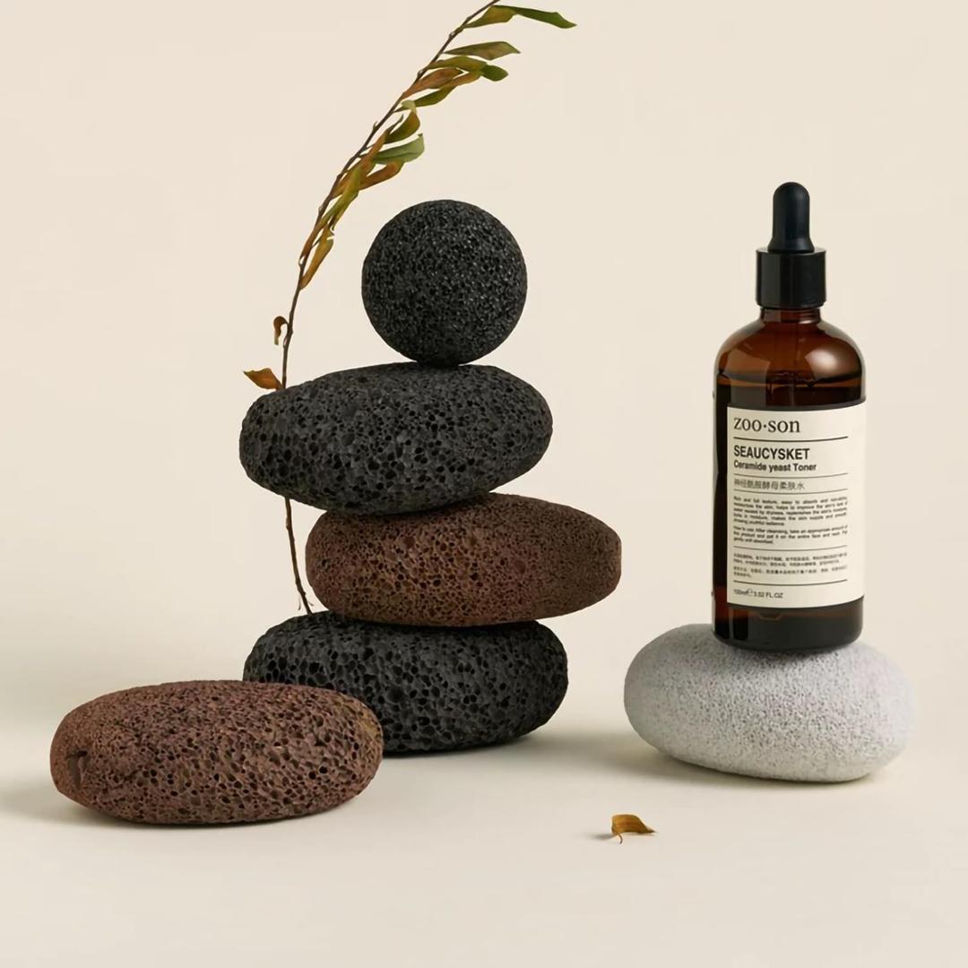 5PCS Original Design Natural Volcanic Rock Product Photography Background Prop Set for Cosmetics Jewelry Ornaments Makeup Skin Care Small Product