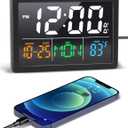 Digital Alarm Clock, with 5.5" Large LED Time Display, Adjustable Alarm Volume, 6 Level Brightness, Alarm Settings, USB Charger, Temperature Detect, Snooze, Clocks for Bedroom, Bedside, Desk, Black