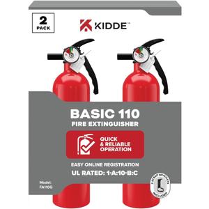 Kidde Multi Purpose Fire Extinguisher for Home, Office, Dorm, Residential, 1A10BC, 2 Pack, manual