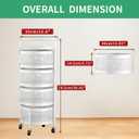 JAQ No Assembly Integrated Rotating Storage Cart, 4-Tier Rolling Storage Cart with Wheels, Solid Carbon Steel Onion Potato Storage, Kitchen Storage Cart, Vegetable Storage Cart, White, 13.19 x 29.52 x 13.5 inches