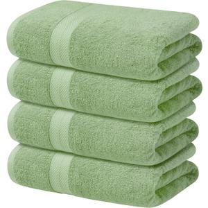 Avalon Towels Green Bath Towels Set of 4 pcs (27x54 inches), 100% Cotton Towel Absorbent and Quick Dry Green Bath Towels for Bathroom, Super Soft and Perfect for Daily Use