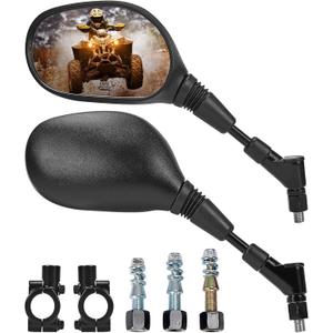 KEMIMOTO ATV Mirrors Multi-angle Adjustable 10MM Motorcycle Mirrors Side Rearview for 7/8" Handlebar Compatible with ATV Dirt Bike Scooter Snowmobile