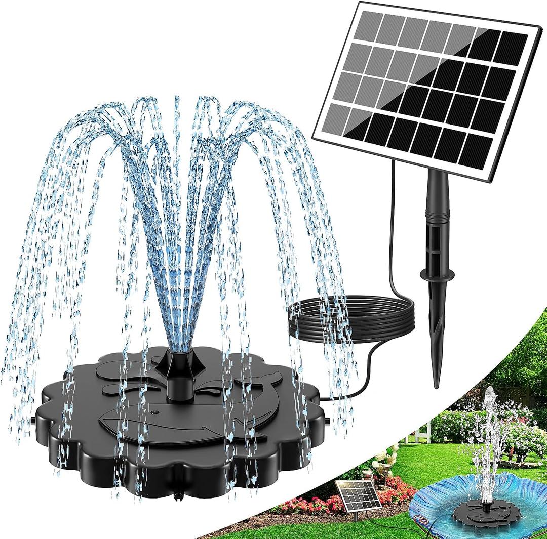 SZMP 3.5W Solar Fountain Pump, All-Glass Panel Solar Water Pump Kit with Stake & 4 Anti-Drift Rods, 9.8FT Cable 8 Nozzles for Bird Bath, Garden, Backyard, Fish Tank