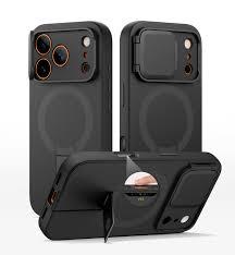 SURITCH for iPhone 17 Pro Max Case with Camera Control Cover, Camera Cover and Adjustable Kickstand, Compatible with MagSafe, Shockproof Bumper Protective Cases 6.9 Inch, Black