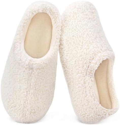 Women's Fuzzy Curly Fur Fleece Lining Memory Foam Loafer Slippers | Non-slip, Indoor and Outdoor, Machine-washable, Warm, Bedroom, Lightweight. Size M (7-8)