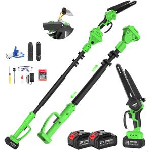 2 in 1 8IN Brushless Cordless Pole Saw & Mini Chainsaw with Extension Pole | Battery Powered Tree Trimmer with Auto Oiler, 24000mAh Batteries for Tree Trimming, Branch Cutting & Yard Maintenance