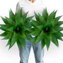 2 Pack Artificial Agave Plants 28 Inch Large Size Faux Succulent Stems Outdoor Decorating Realistic UV Resistant Tropical Plant Plantas Artificiales Decorativas Grandes - 29 Leaves, Dark Green