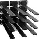 12 Pack - 16 inch Black Hidden L Shelf Bracket (1/5 Inch Thicked) Iron Floating Shelf Brackets Rustic Industrial Metal Brackets for Shelf Support