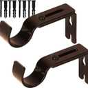 Curtain Rod Brackets for Adjustable, 2 Pack Premium Rod Bracket for Walls, Curtain Rod Holder, Drapery Rod Holders Hardware Window Curtain Rod Support Hanger for 1 Inch Rod (Brown)