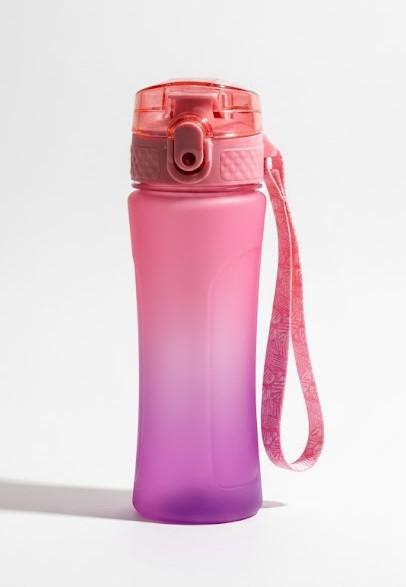 OLDLEY Kids Water Bottle with Straw 15 oz BPA-Free Leak-Proof Motivational Water Bottles with Time Marker for School Sports Travel Gym, Easy to Use for Girls Goys, 1 Straw Lid, Pink Purple