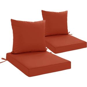 24x24 Inch Outdoor Cushions for Patio Furniture Set of 2, Waterproof Outdoor Chair Cushions w/Fade-Resistant, Removable & Machine-Washable Covers, Deep Seat Sofa/Couch Pad Replacement, Rust, 24 x 24 | 2P