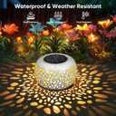 2 x Solar Lanterns Outdoor Waterproof: 2 Pack White Hollow Out Metal Solar Lights - 2 Lighting Colors Outside Garden Yard Porch Indoor Tabletop Retro Decorations - Unique Gifts for Women Mom Wife