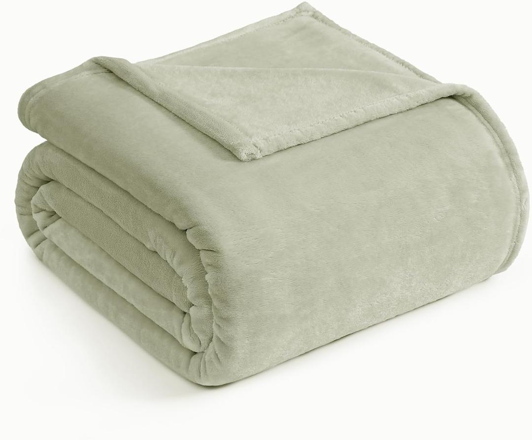 Casa Platino Fleece Blanket Queen Size 300 GSM Fleece Throw for Bed or Couch Soft Cozy Warm Holiday Winter Blanket for Bed, Fuzzy Plush Elegant Gifts for Men & Women - 90x90 Inch - Mineral