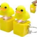 Duckys Quacking Fidget Toy - Duck Keychain with Quacking Sound & Colorful Lights, Portable Duck Quacking Keychain for Stress & Anxiety Relief Fun Sensory Toy (Yellow-2 PCS)