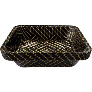 Aluminum Foil Pans 9x13 Disposable [10 Pack] Elegant Color Pan Trays with Food Containers for Roasting, Cooking, Heating, Disposable, Perfect for Hosting and Entertaining. (Black & Gold 10 Pack)