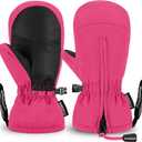 Andake Kids Ski Mittens Gloves Waterproof&Breathable Winter Warm Snow Gloves for Ages 1-10 Toddler Baby Girls and Boys (XXXS(Fits 2-4Y), Pink)