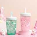 Zak Designs Kelso Toddler Cups For Travel or At Home, 15oz 2-Pack Durable Plastic Sippy Cups With Leak-Proof Design is Perfect For Kids (Fanciful Unicorn, Happy Skies)
