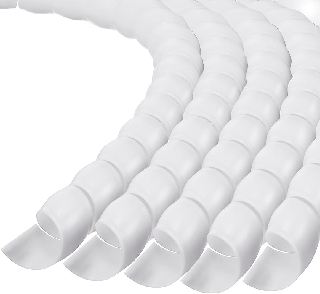 Flutesan Dog and Cat Cord Protector 10 mm Spiral Cable Wire Wrap from Pets No Chew Cat Proofing Cords 5 Pcs/Pack for TV Computer Ebike Electrical Wire(49.2 ft., White)