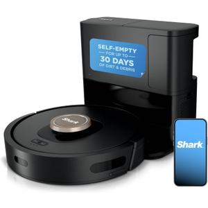 Shark AV2501AE AI Robot Vacuum with XL HEPA Self-Empty Base, Bagless, 60-Day Capacity, LIDAR Navigation, Perfect for Pet Hair, Compatible with Alexa, Wi-Fi Connected, Carpet & Hard Floor, Black