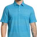 Rouen Golf Shirts for Men Dry Fit Short Sleeve Performance Moisture Wicking Casual Texture Heather Jacquard Mens Polo Shirts (Blue, XL)