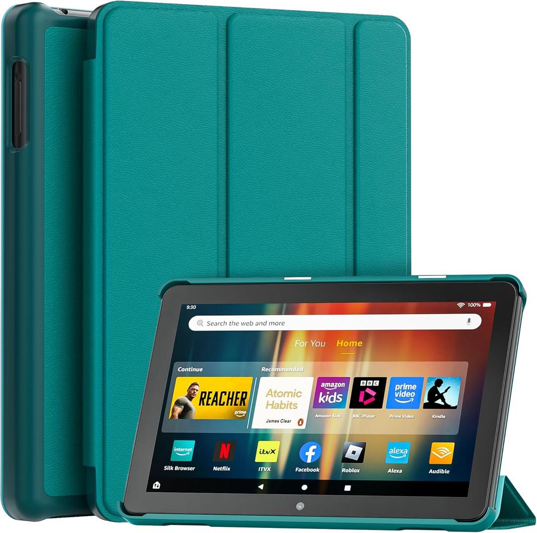 New Amazon Fire HD 8 Tablet Case (12th/10th Generation, 2024/2022/2020 Release), Lainergie Slim Light Smart Trifold Stand PU Lether Cover with Auto Wake/Sleep Incompatible with Old Version, Emerald