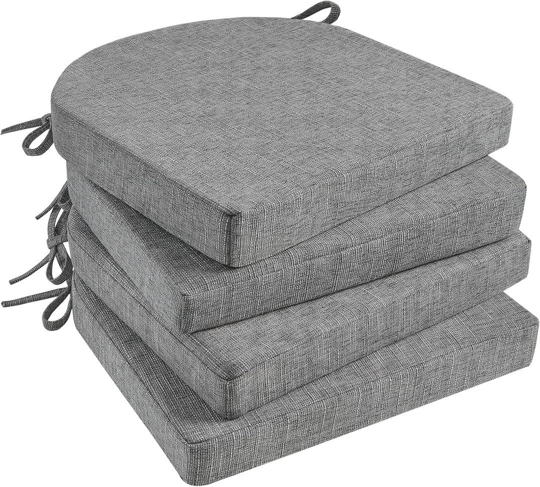 Basic Beyond Chair Cushions for Dining Chairs with Ties and Removable Cover, 2" Thick Seat Cushions for Kitchen Chairs, Set of 4, 17" x 16", Dark Grey